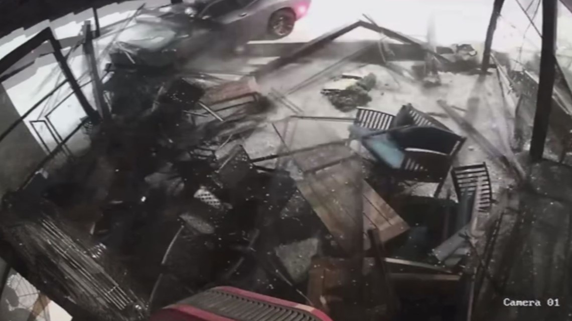 Sauce Buckhead patio smashed up by car