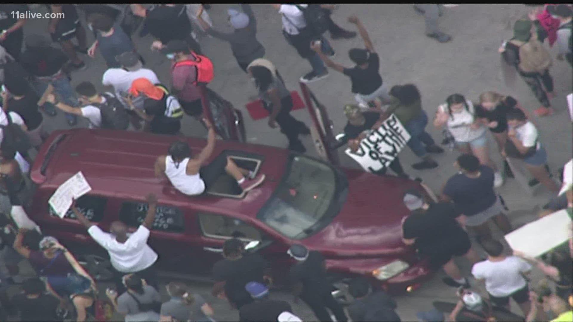 11Alive's Hope Ford and Ryan Kruger are providing a view of the protests from the ground.