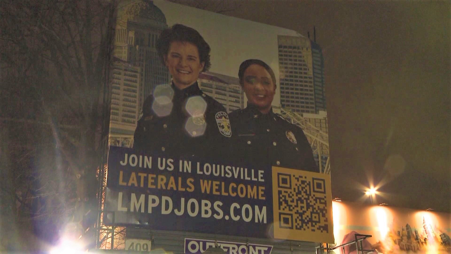 There's a billboard with a familiar face in downtown Atlanta aimed at recruiting police officers in another state.