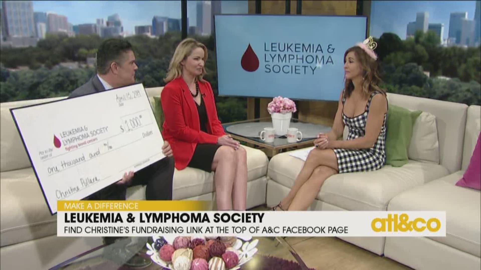 Please donate to the Leukemia & Lymphoma Society at the top of the 'Atlanta & Company' Facebook page.