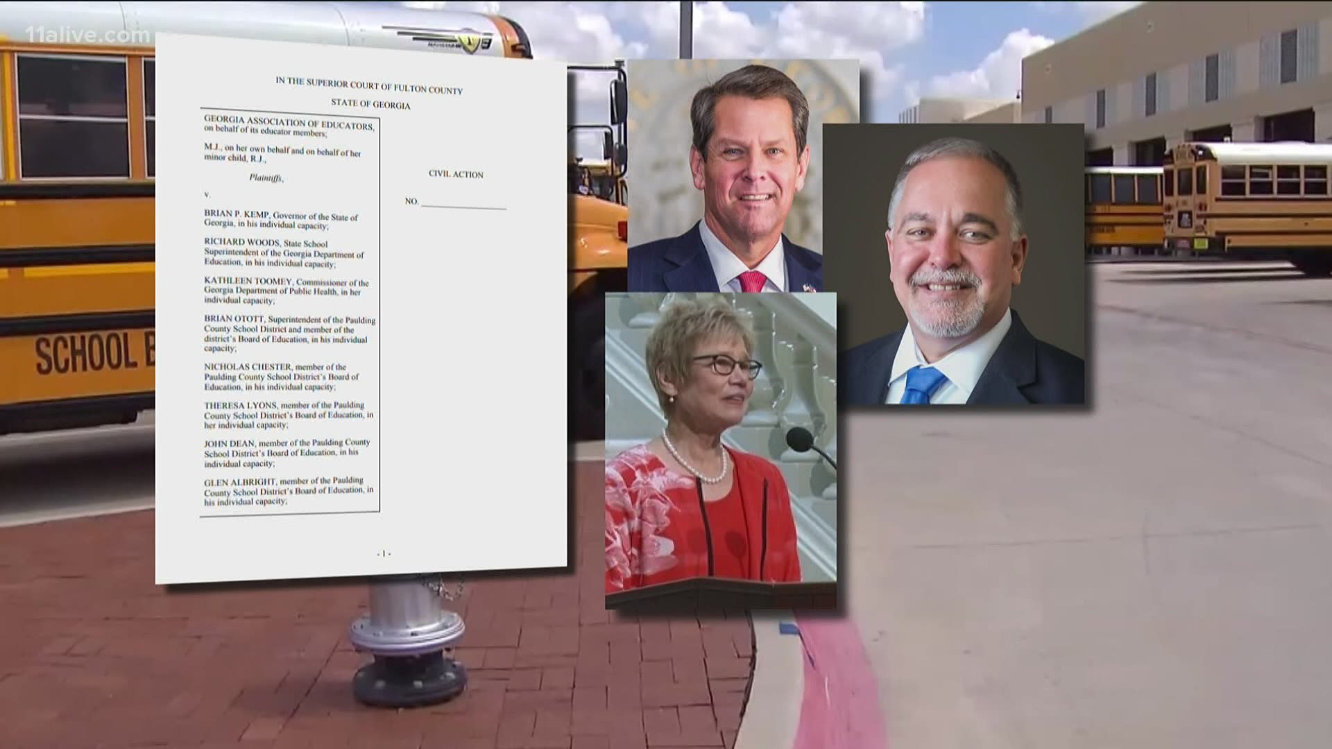 Gov. Brian Kemp, DPH Commissioner Dr. Kathleen Toomey and State Superintendent Richard Woods are among those named in the suit.