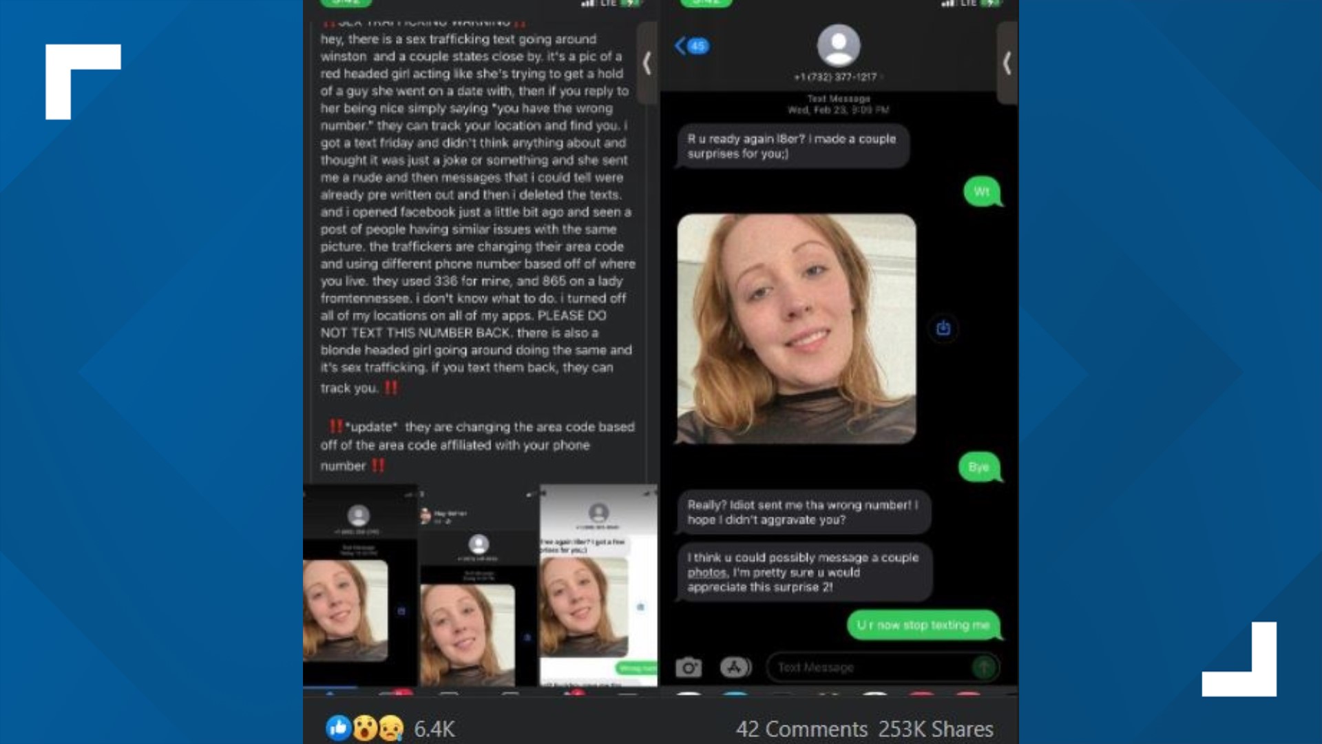 A viral online post claims that if you respond to these text messages, people will be able to track you and eventually lure you into sex trafficking. Is it true?