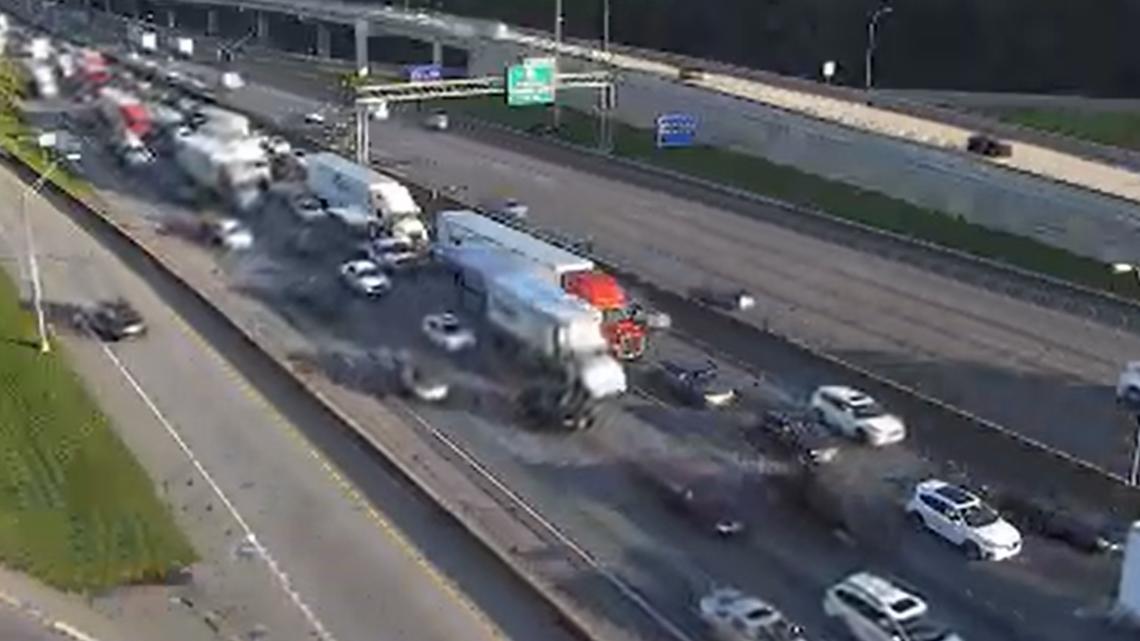 Lanes closed on I-75 northbound at mile marker 263 in Cobb County ...