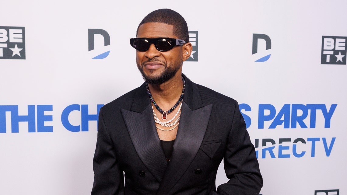 Usher, other celebs arrive at Super Bowl parties in L.A.