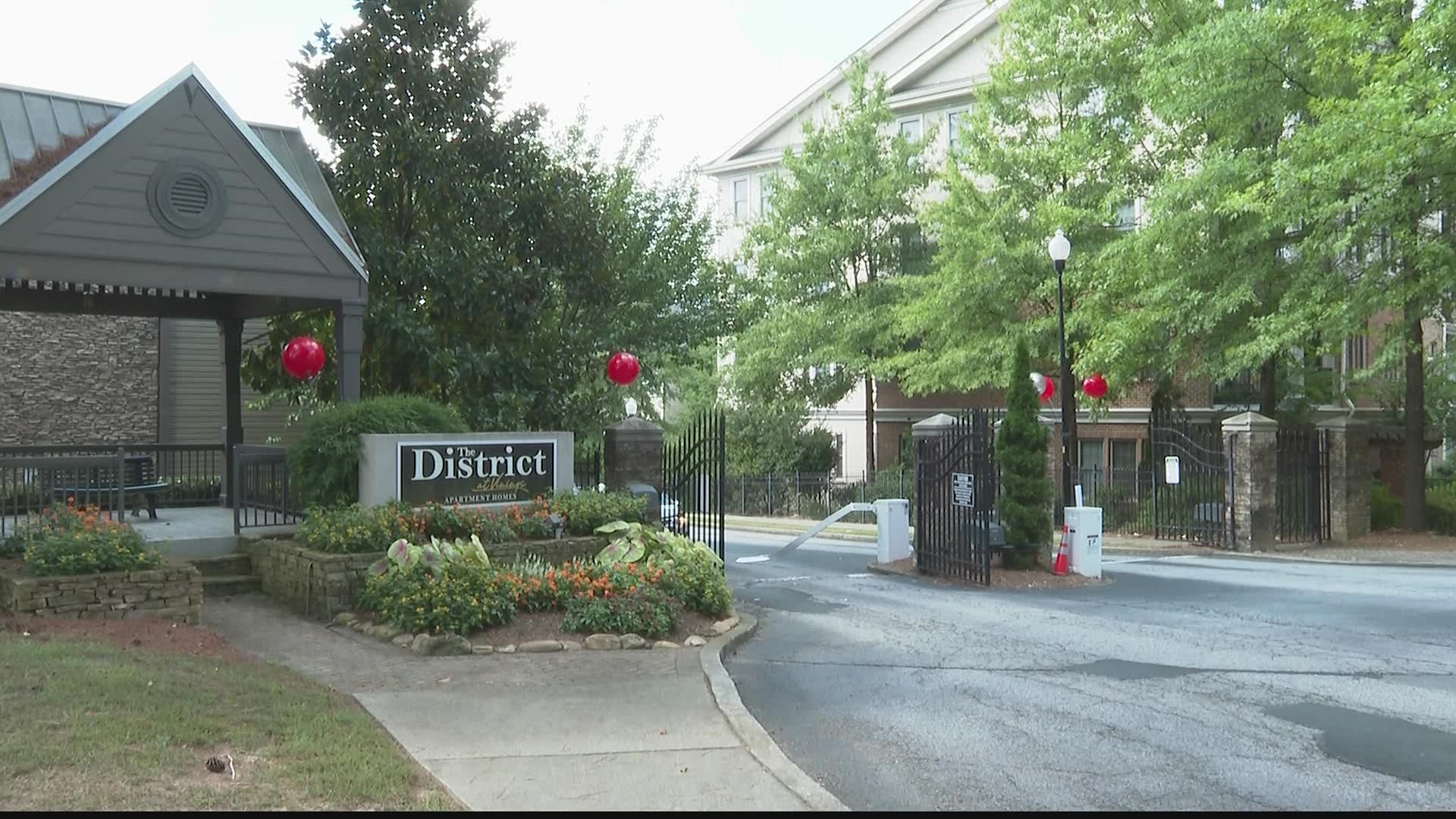 A person was shot Sunday morning at an apartment complex in Cobb County, police said. 
It happened at The District at Vinings apartments at 2800 Paces Ferry Road.