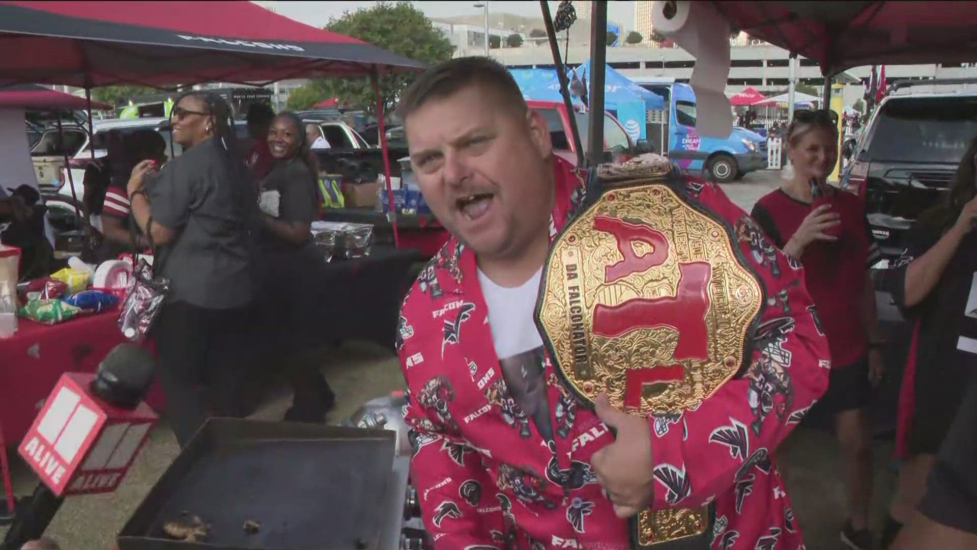 Fans are tailgating ahead of the game where the Atlanta Falcons take on the Tampa Bay Buccaneers.