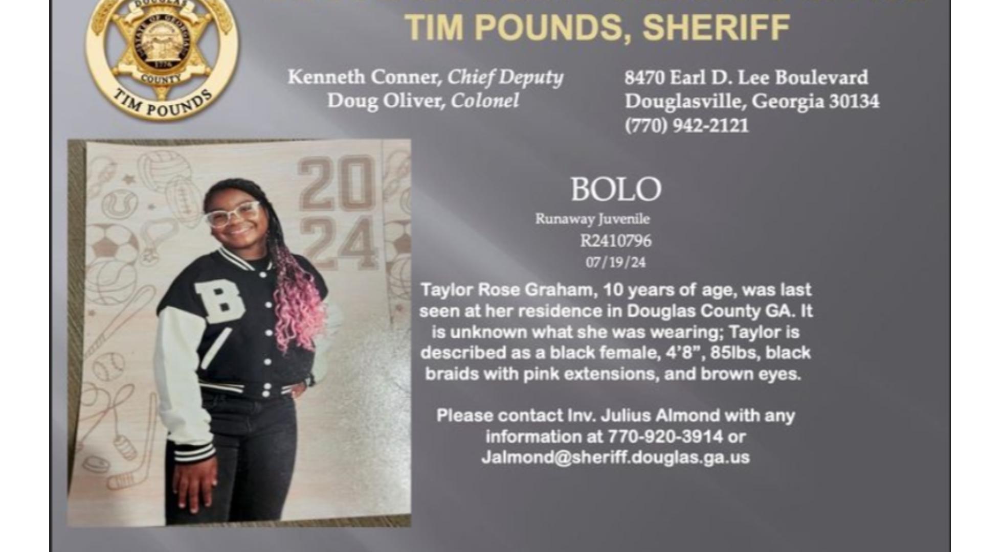 Douglas County sheriff looking for missing 10-year-old | 11alive.com