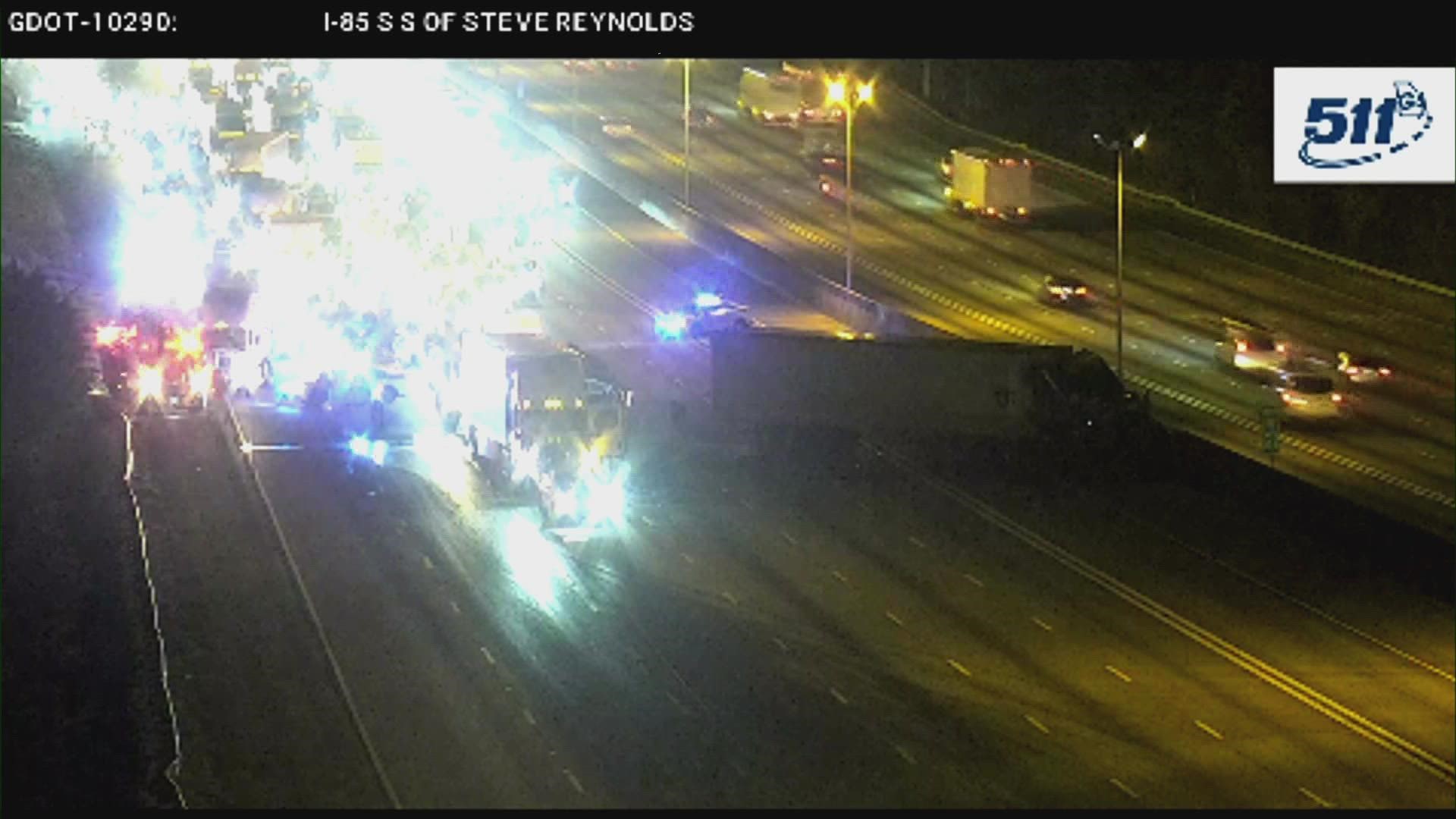 Wreck Involving Multiple Tractor Trailers Shuts Down I-85 | 11alive.com