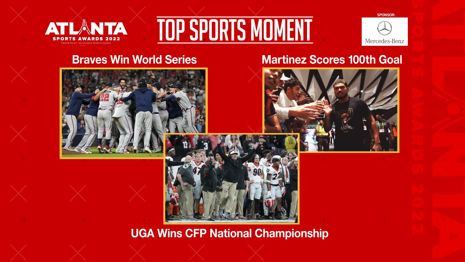 These are the nominees in the Top Sports Moment presented by Mercedes-Benz.