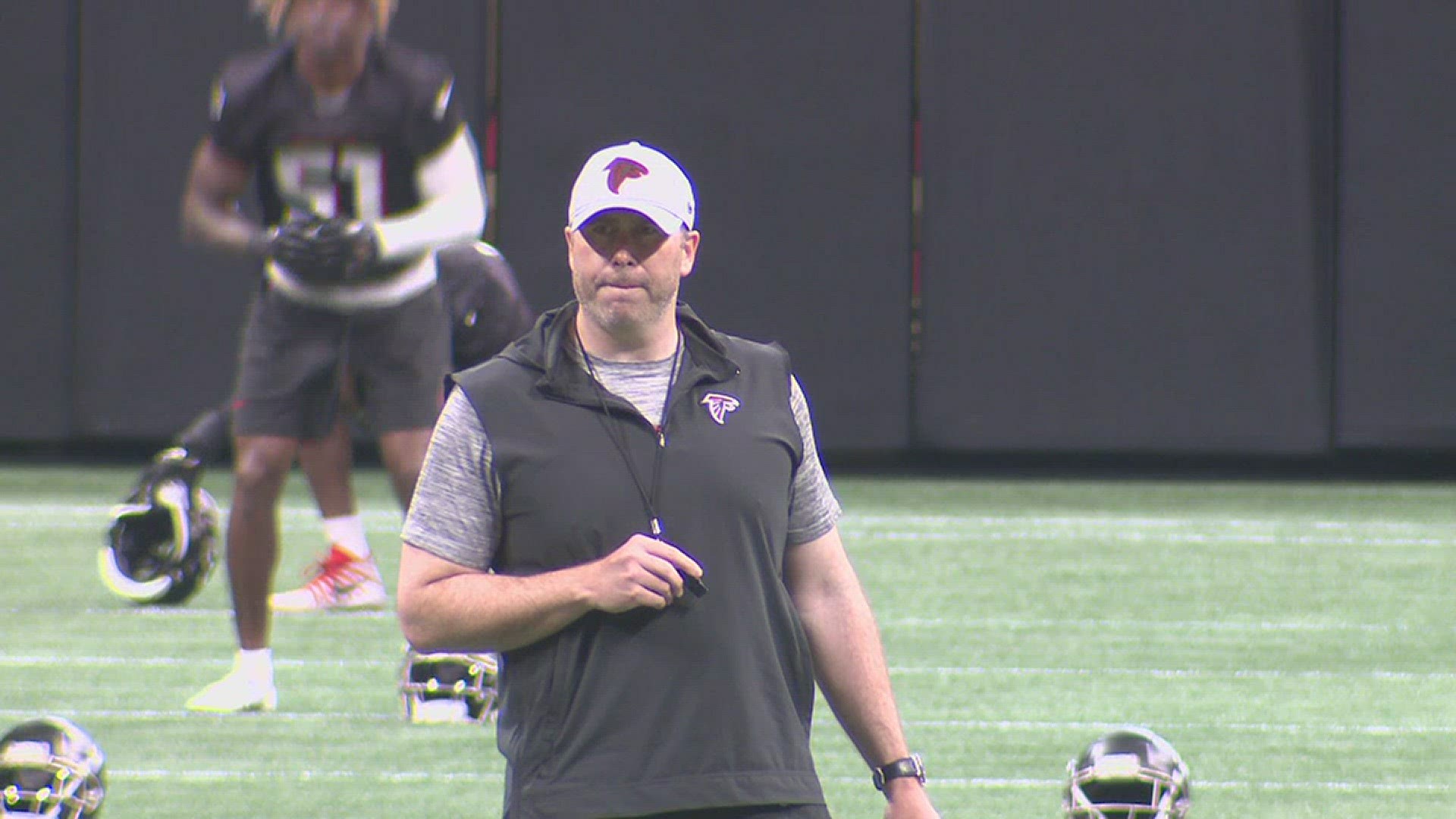 The Falcons practiced extensively inside Mercedes-Benz Stadium on Friday.