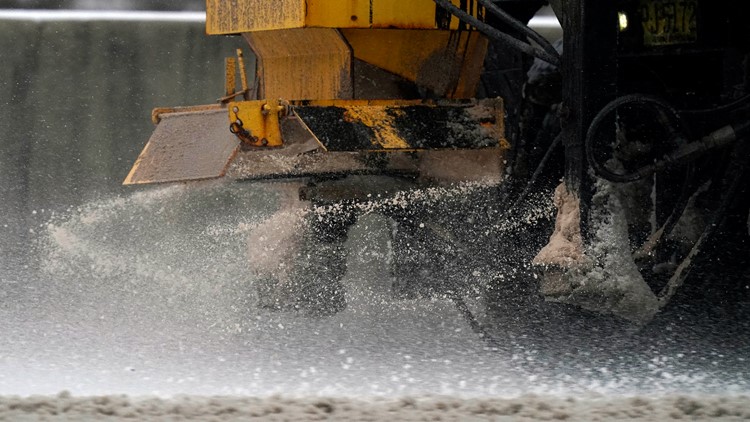 Why do road crews use blue salt to battle winter weather?