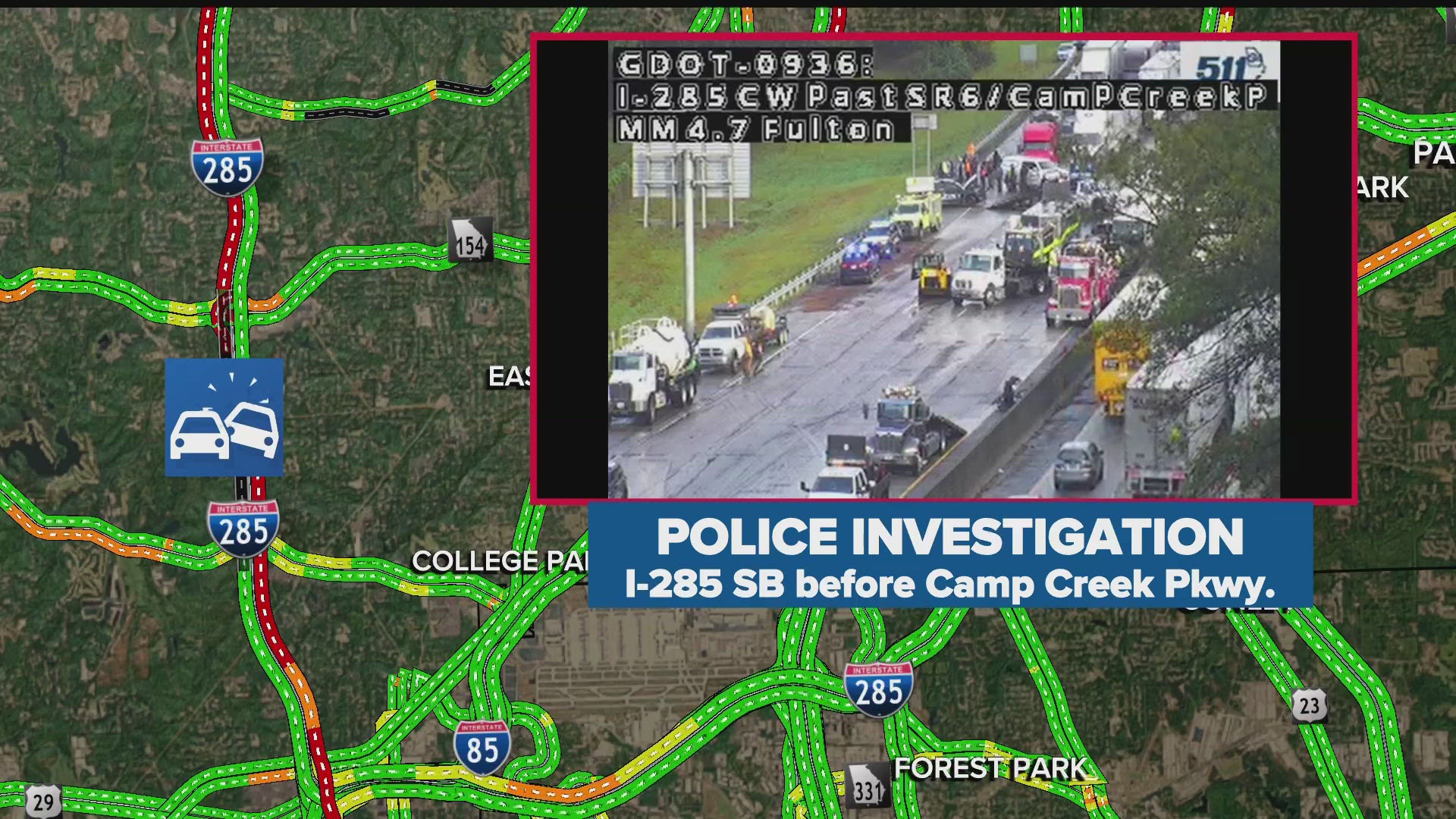 The wreck happened near Camp Creek Parkway on I-285 South on the Westside Perimeter.