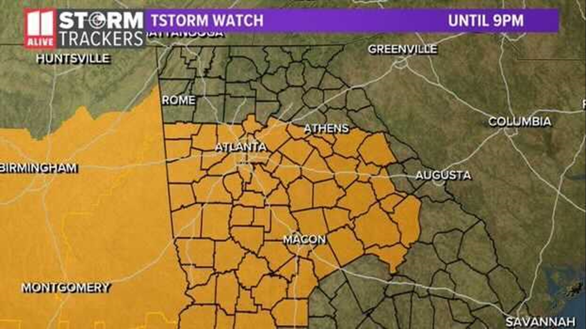 Tornado watch issued for metro Atlanta counties