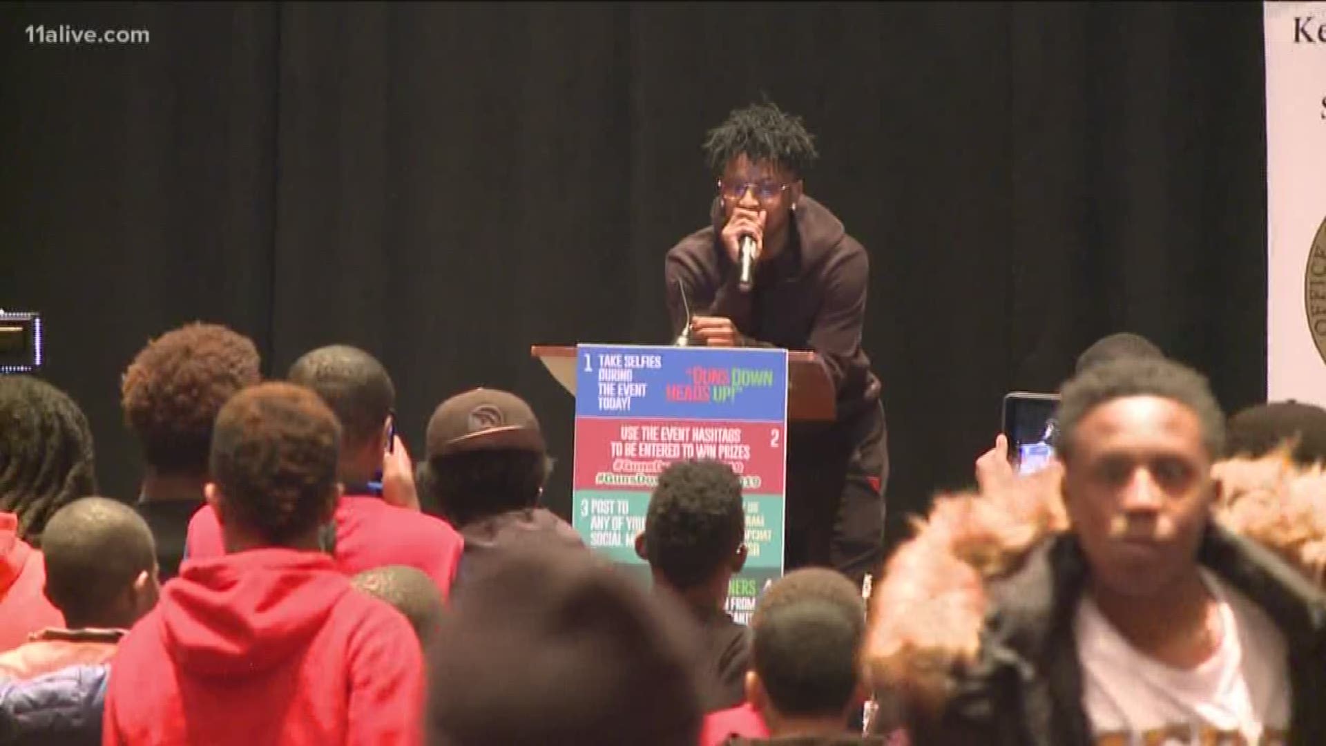 Fulton County students joined the Atlanta rapper and humanitarian for the event on Tuesday.