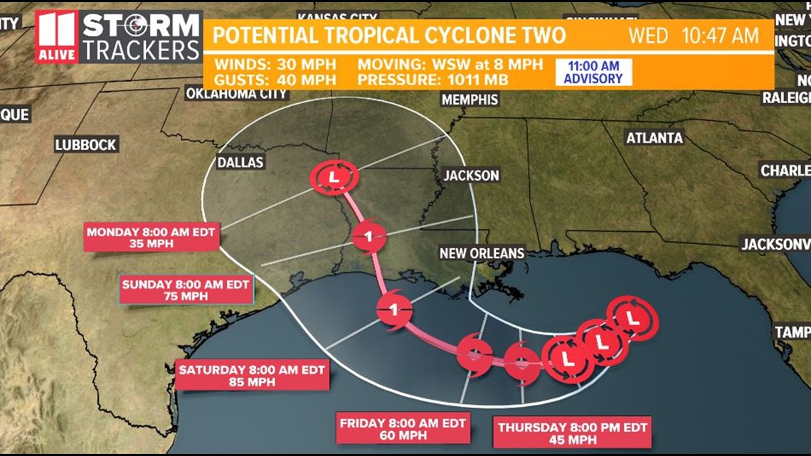 Tropical storm in Gulf right now updates