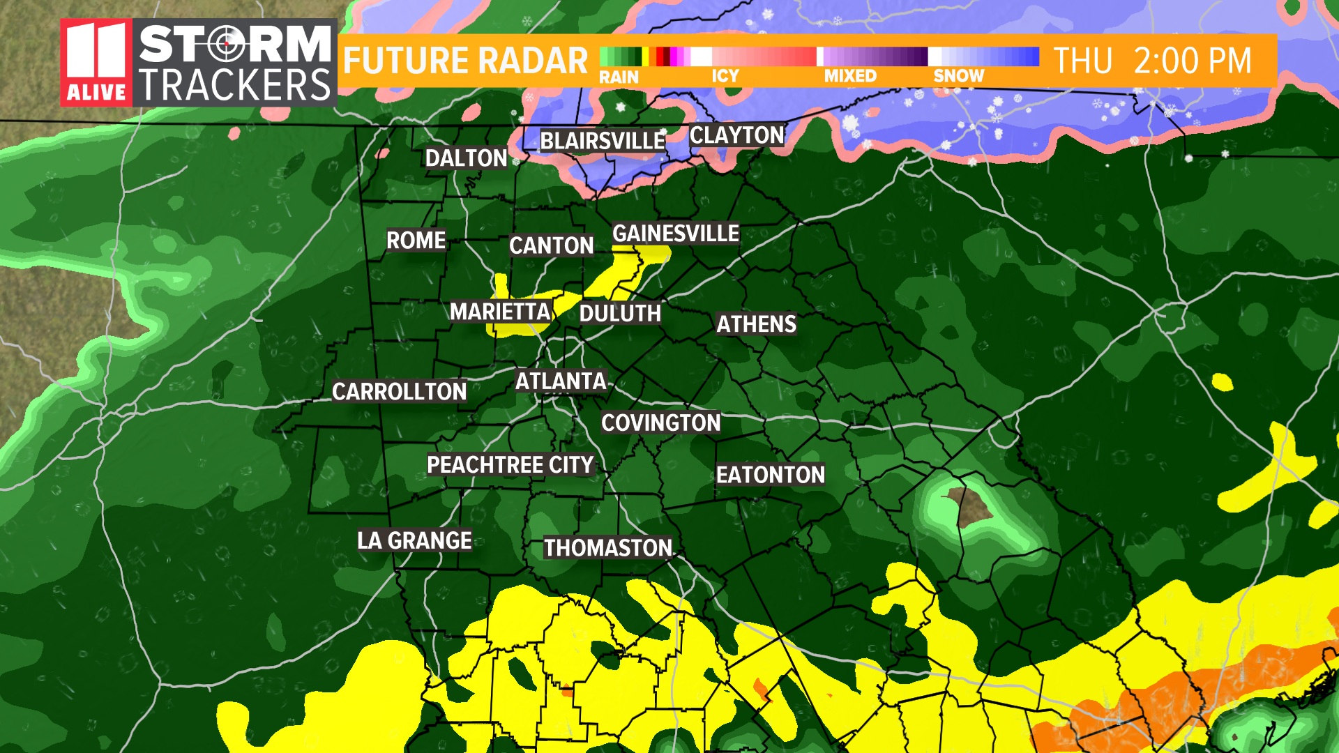 Snow chances for north on Thursday