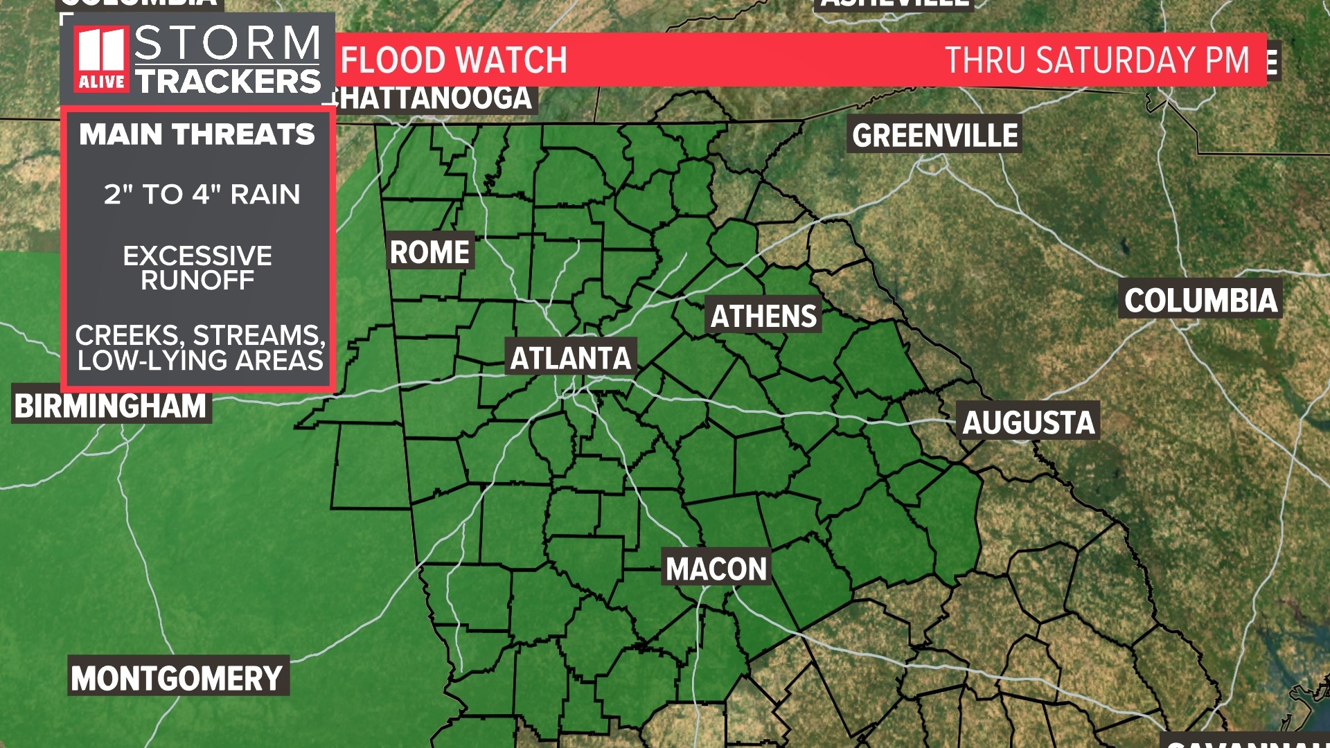 Another round of heavy rain arrives Friday afternoon into Saturday morning