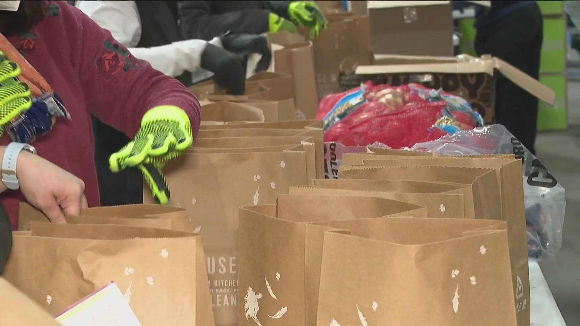 Dozens of volunteers use the food to help families who are food insecure.