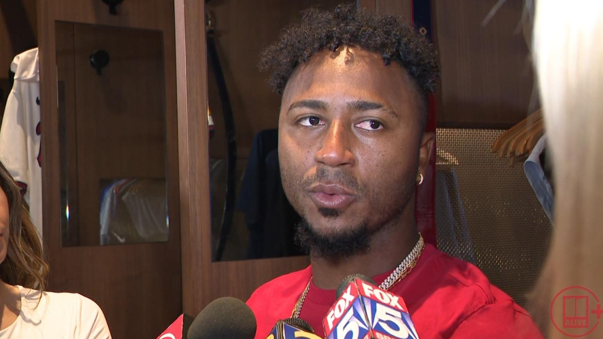 Braves’ second baseman Ozzie Albies talks Ronald Acuña Jr’s season-ending injury.