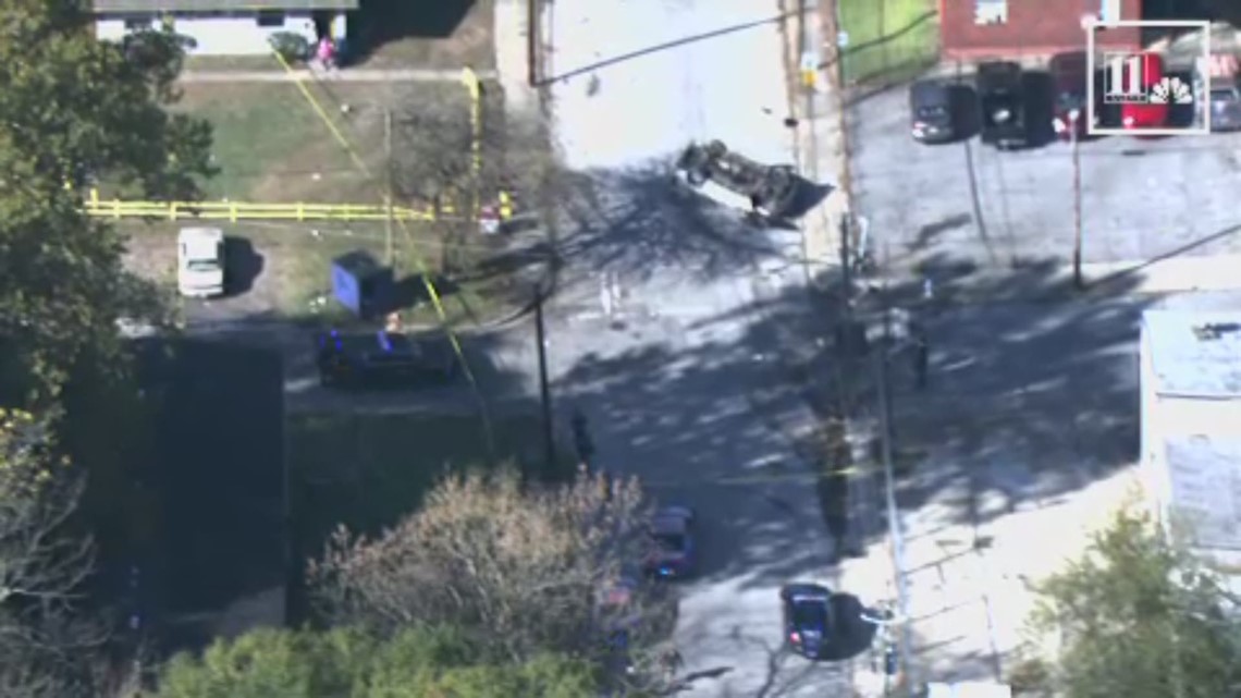 Vehicle overturns in crash after Atlanta Police chase