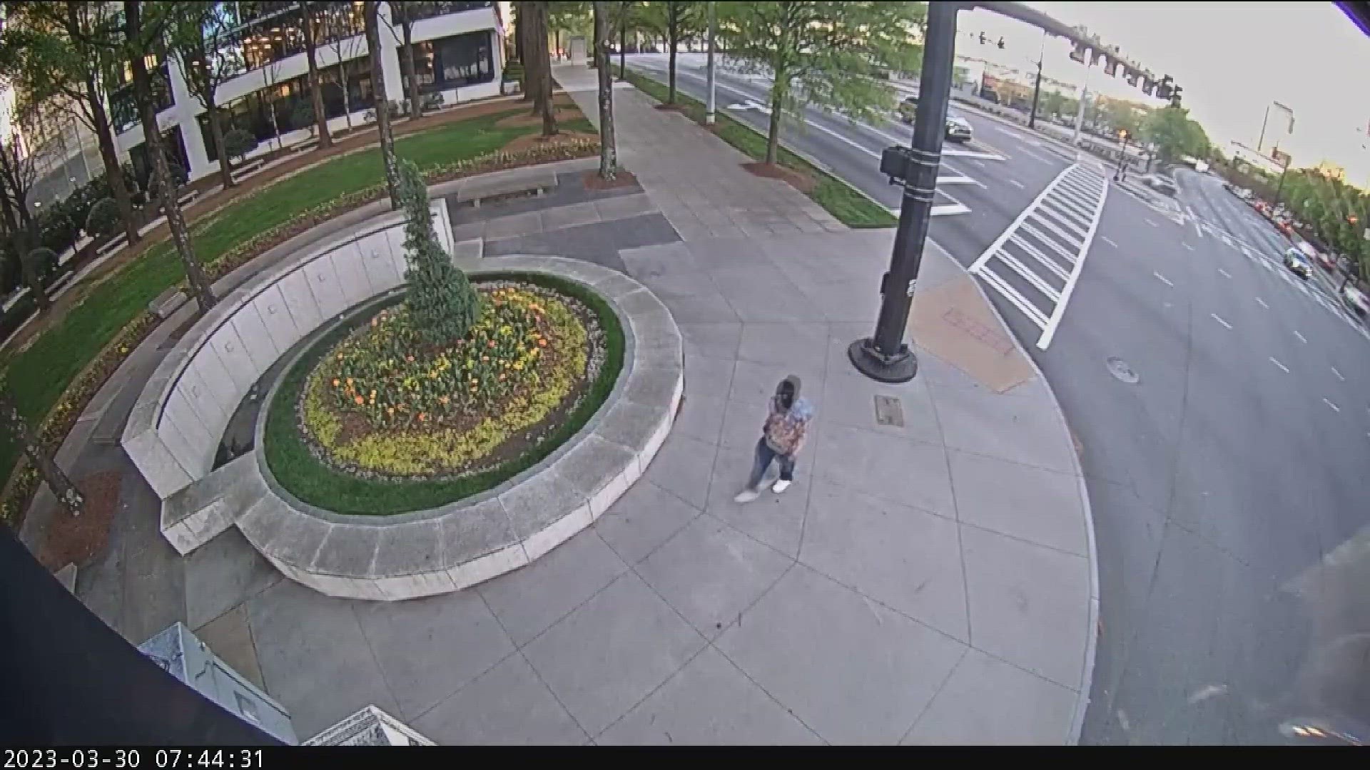 Police said the suspect was involved in an attack by Caribou Coffee along Peachtree Road NE.