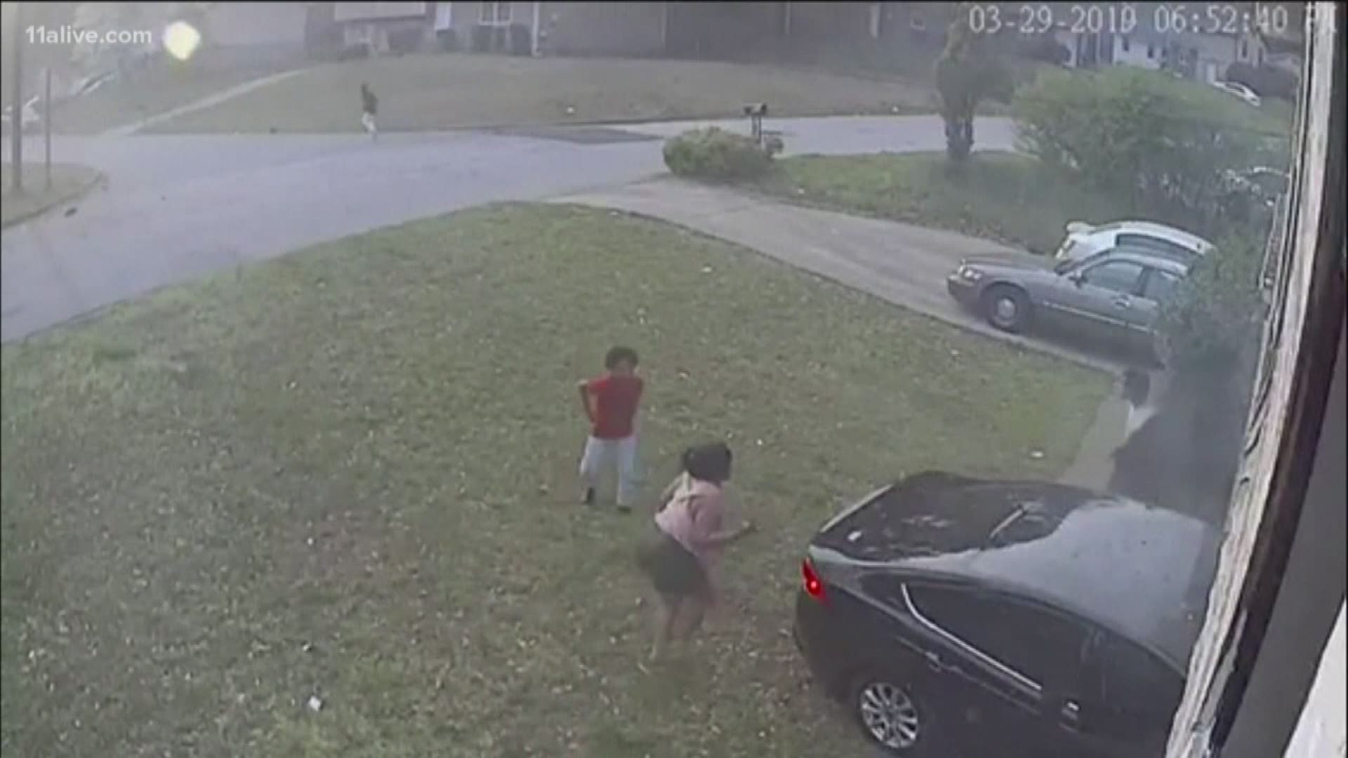 The frightening crash, captured on video, showed a car plowing into a front yard in Lithonia, hitting two little girls.