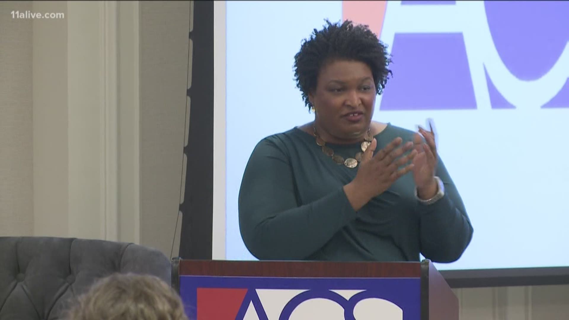 During her first public appearance  after giving the Democratic response  to the State of the Union address, Abrams received a Legal Legend award/