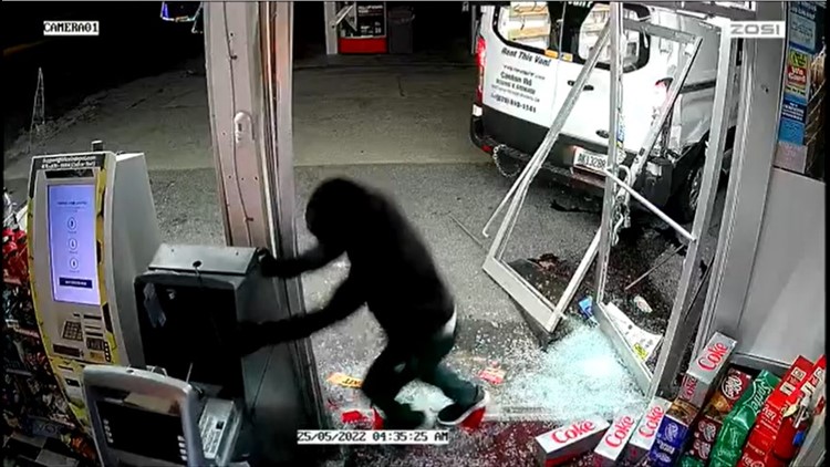 Surveillance video | Suspect crashes U-Haul into convenience store before stealing ATM in Acworth