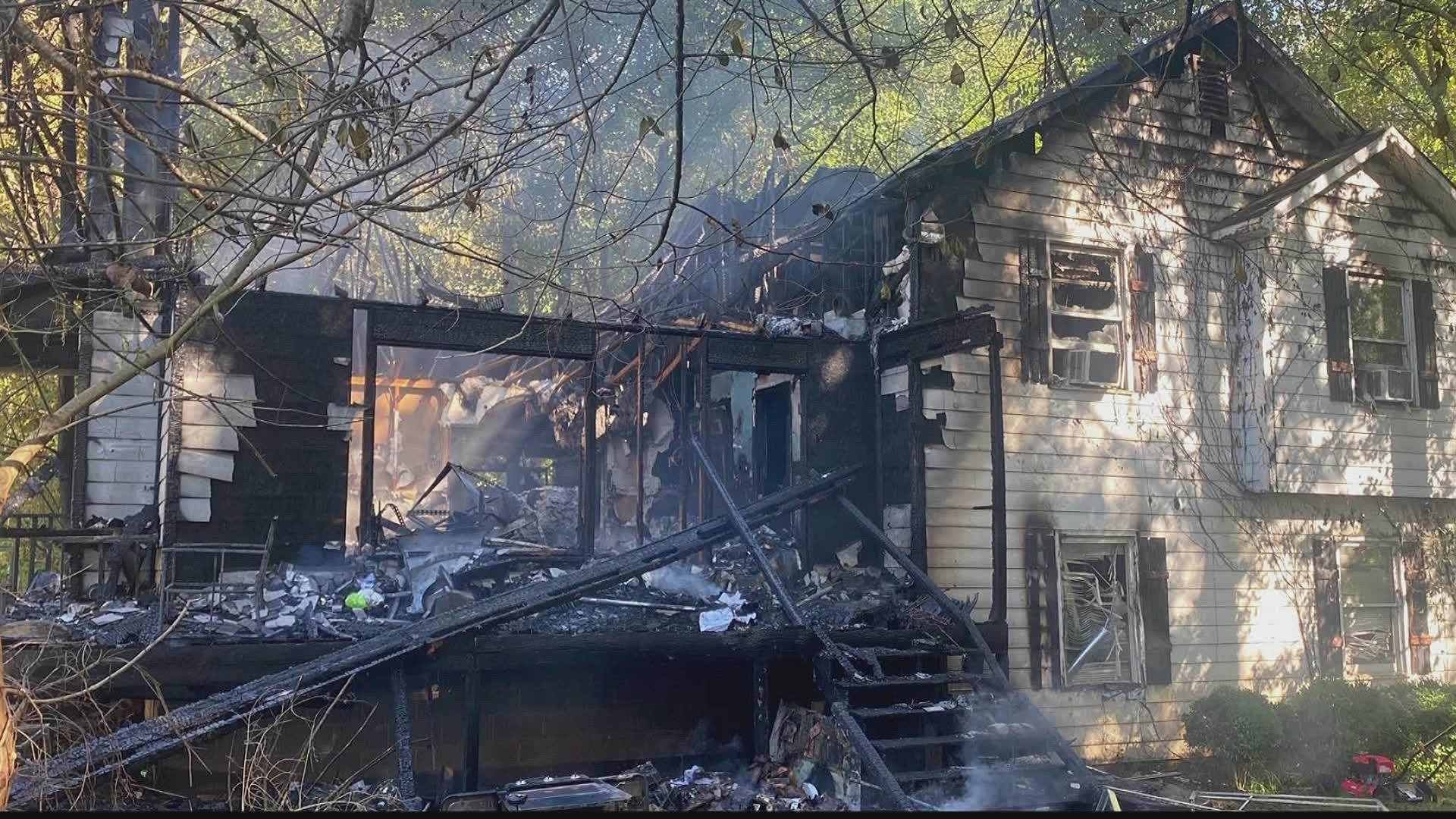 The two boys were home alone, according to fire officials. They added their mother had just arrived when the firefighters were working to extinguish the blaze.