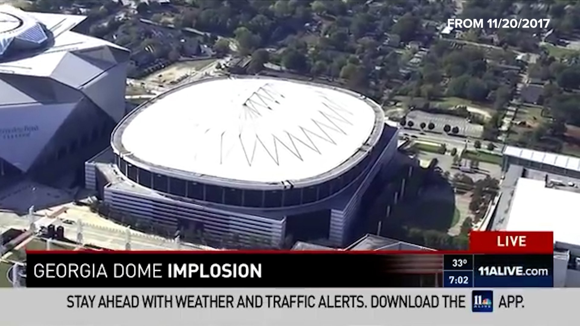 Watch the 11Alive broadcast of the Georgia Dome implosion from 11/20/2017.