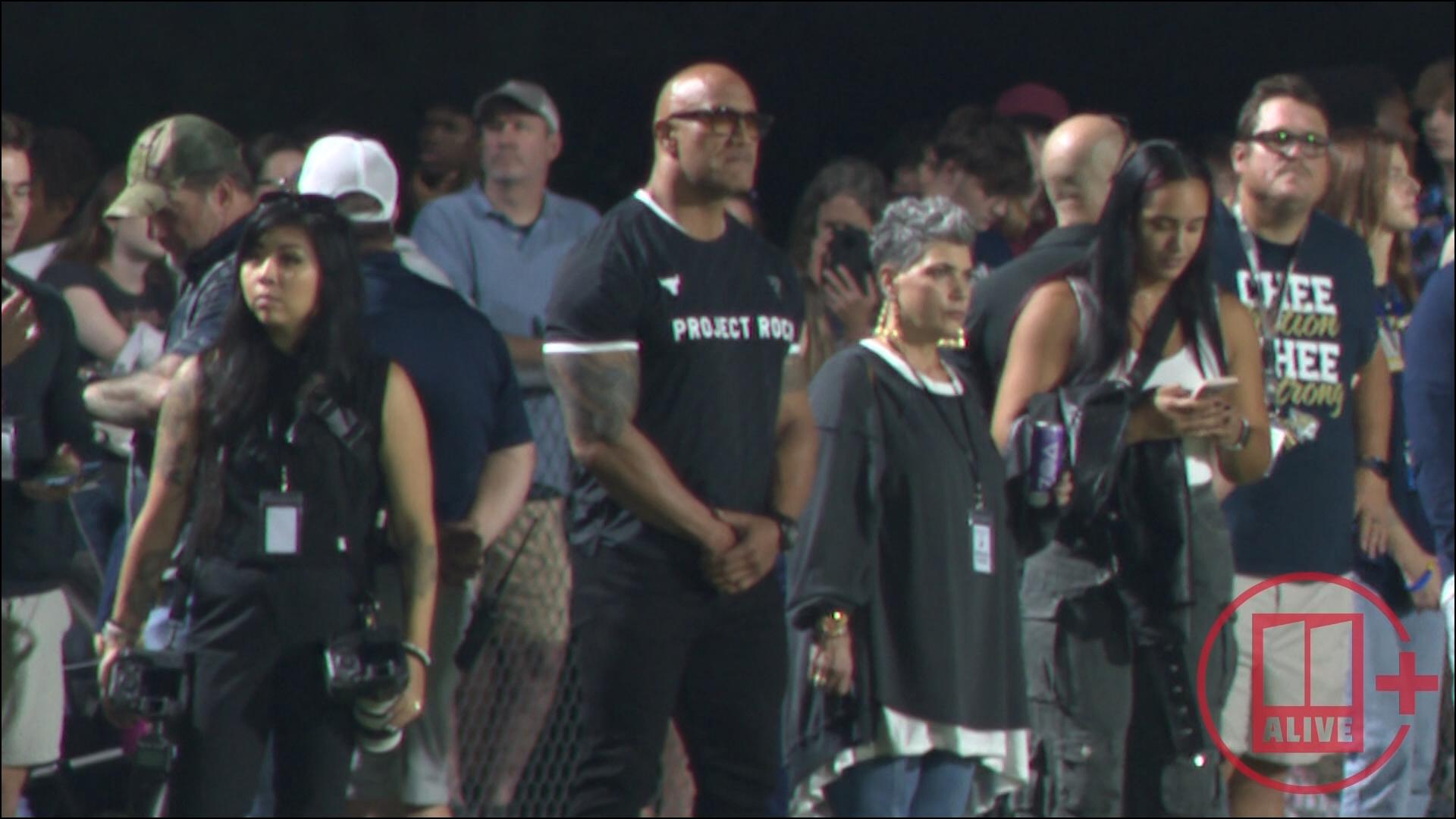 The Rock also visited with the football team days before their first home game against Jackson County High School.