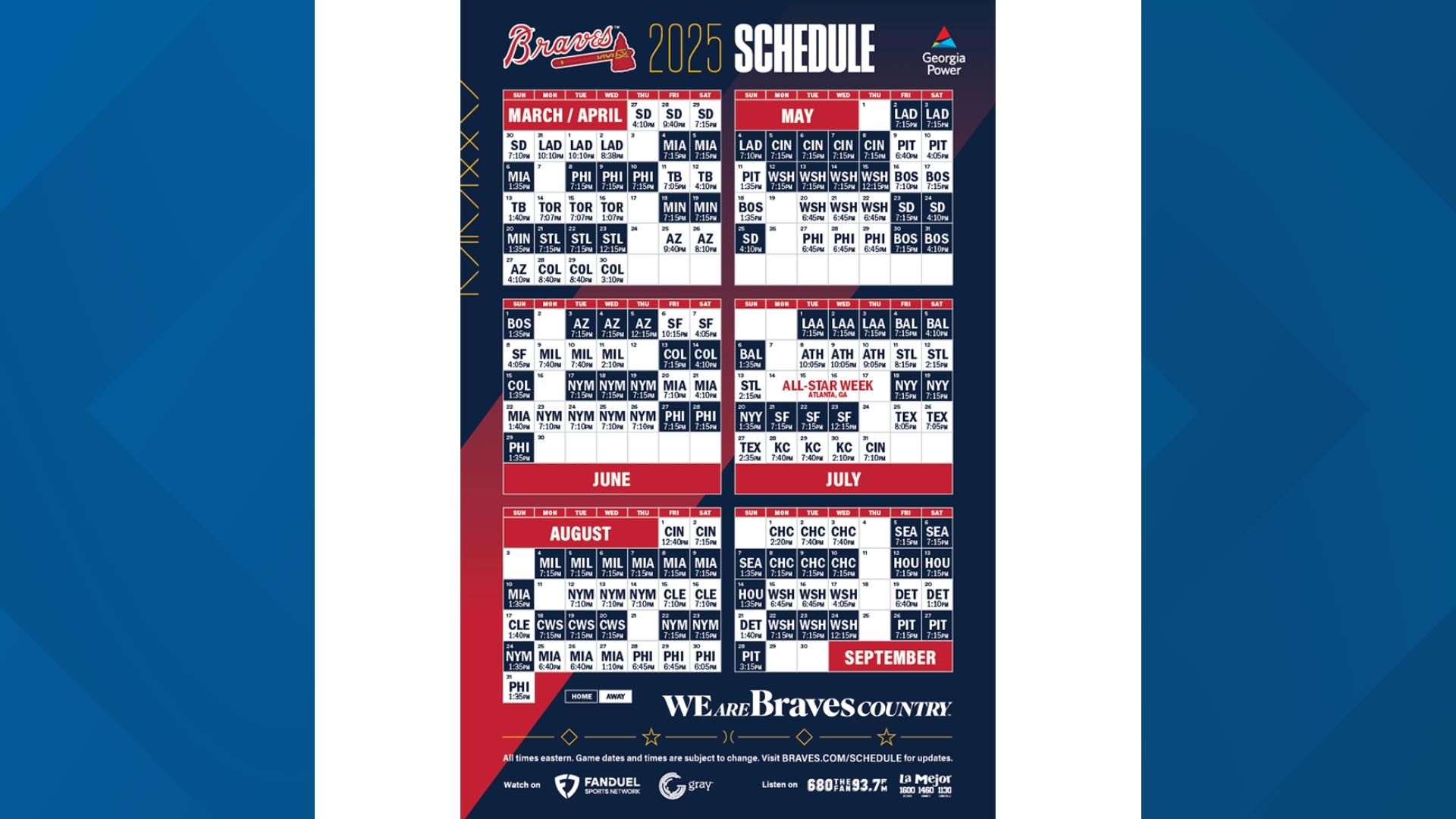 Atlanta Braves Promotional Schedule 2025
