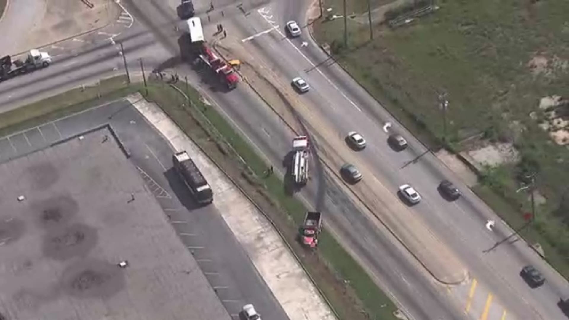 The 11Alive SkyTracker flew over the scene.