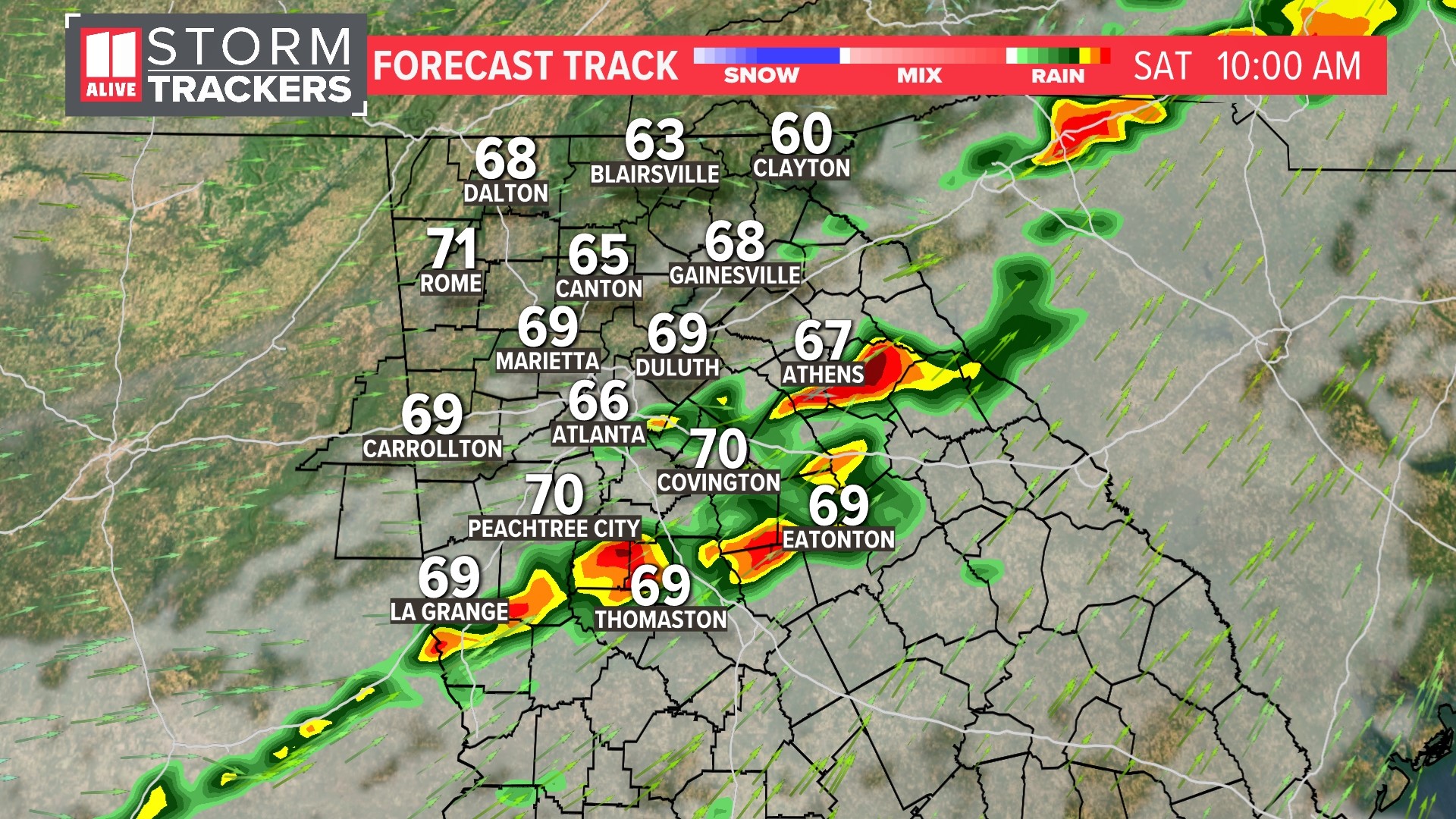 Timeline for possible strong storms in north Georgia on Saturday ...