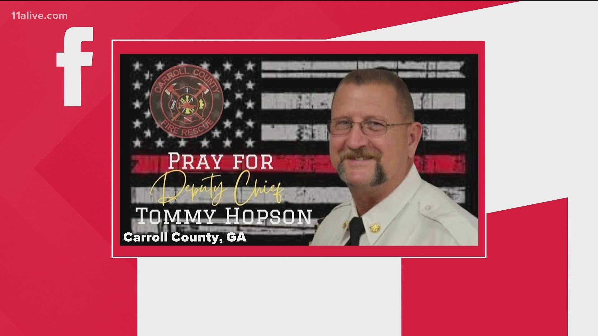 On Facebook, officials said deputy chief Tommy Hopson is making improvements, but he's in the battle of his life.