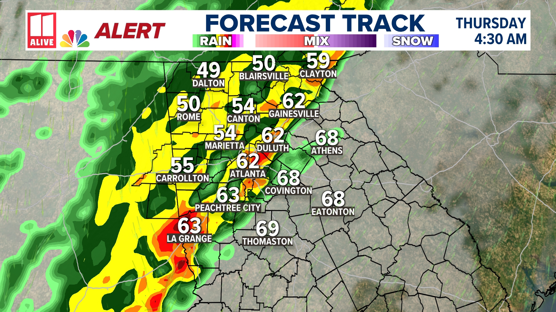 Weather Impact Alert | Tracking storms overnight | 11alive.com
