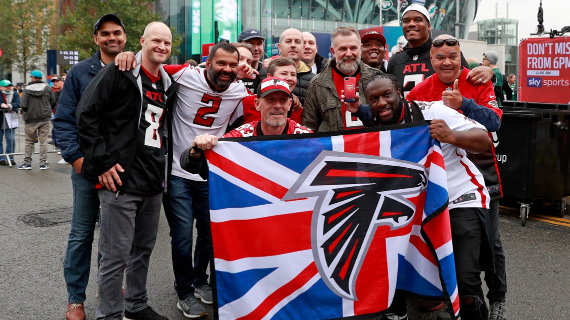 Why is the Falcons-Jets played in London, UK? Times, TV, and how