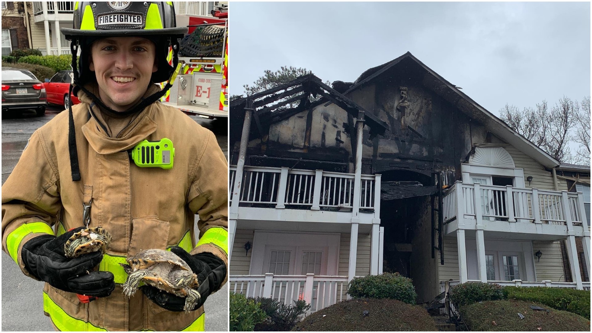 Cobb County Westminster Square apartment fire turtle rescue
