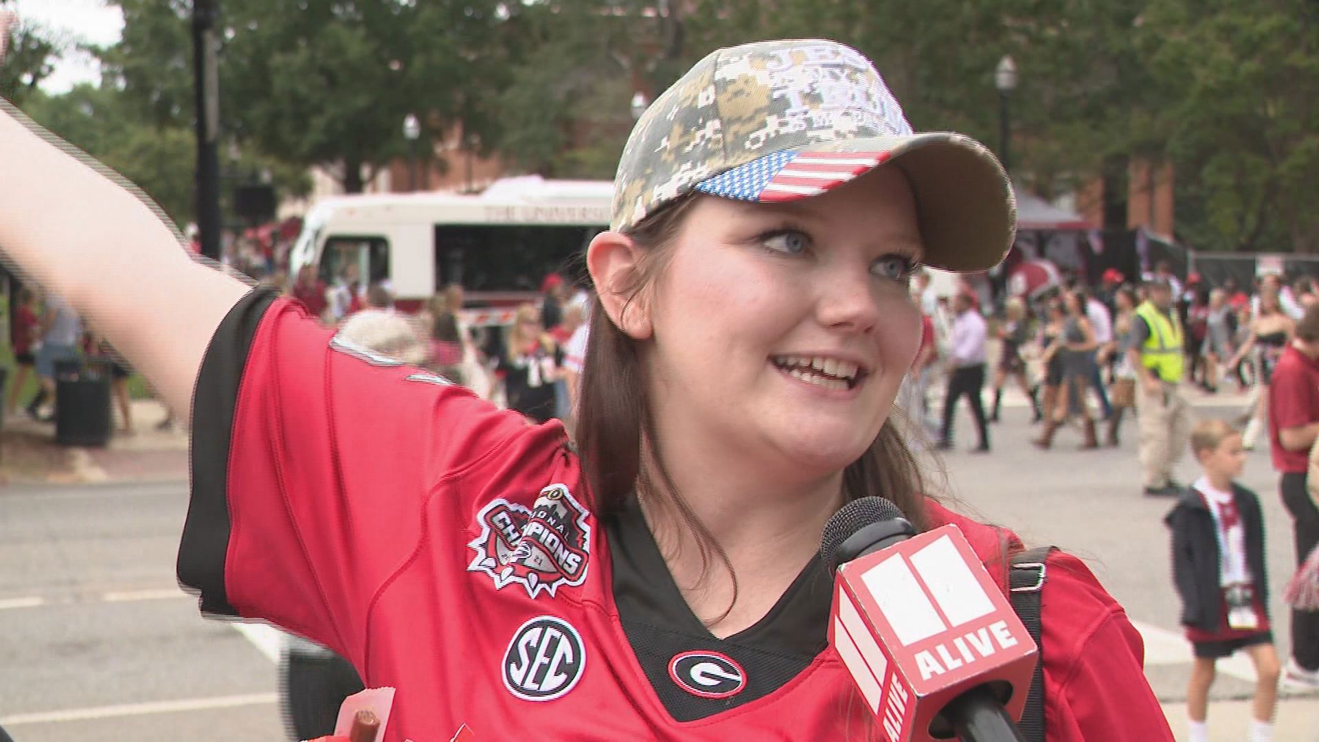 Many people at the big game in Tuscaloosa are in support of former President Donald Trump.