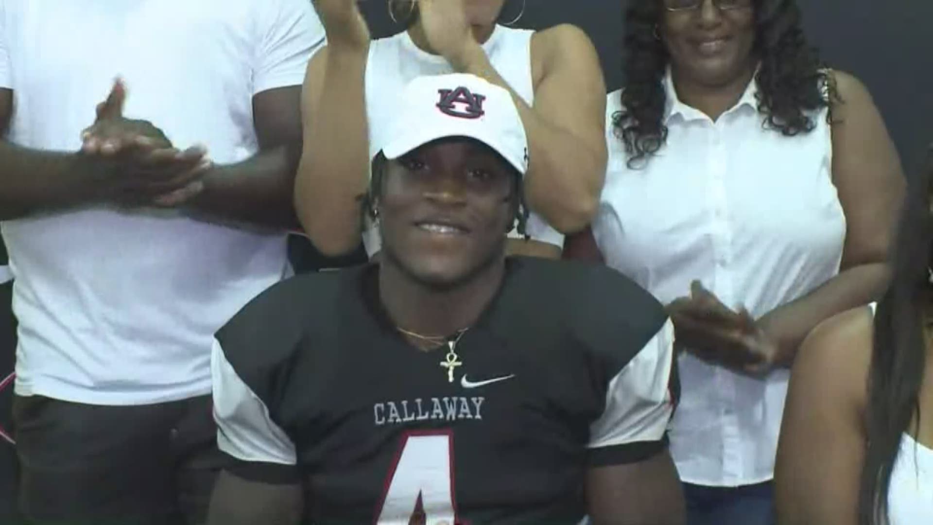 Callaway High School's Cartavious "Tank" Bigsby, a 4-star running back, picked Auburn University during a ceremony at the school on Friday, Aug. 9.