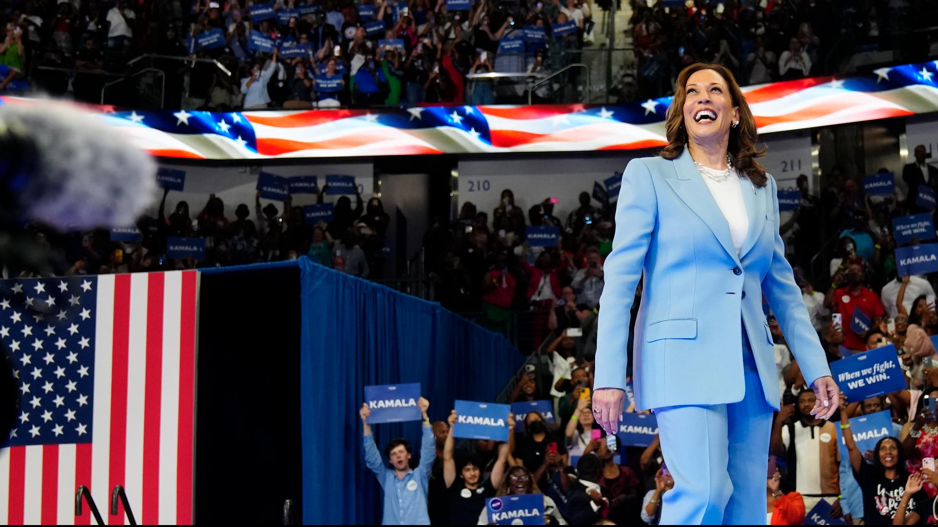 Vice President Kamala Harris told a cheering, boisterous, packed arena the next few months would be a serious fight but assured the crowd they would win in November.