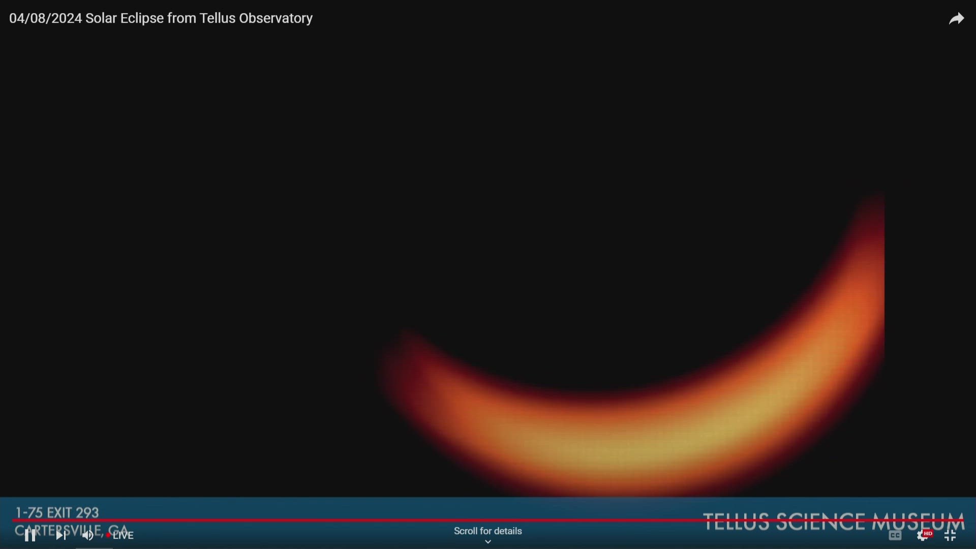 Here's a look through the telescope at the Tellus Science Museum in Georgia as the solar eclipse reaches its peak.