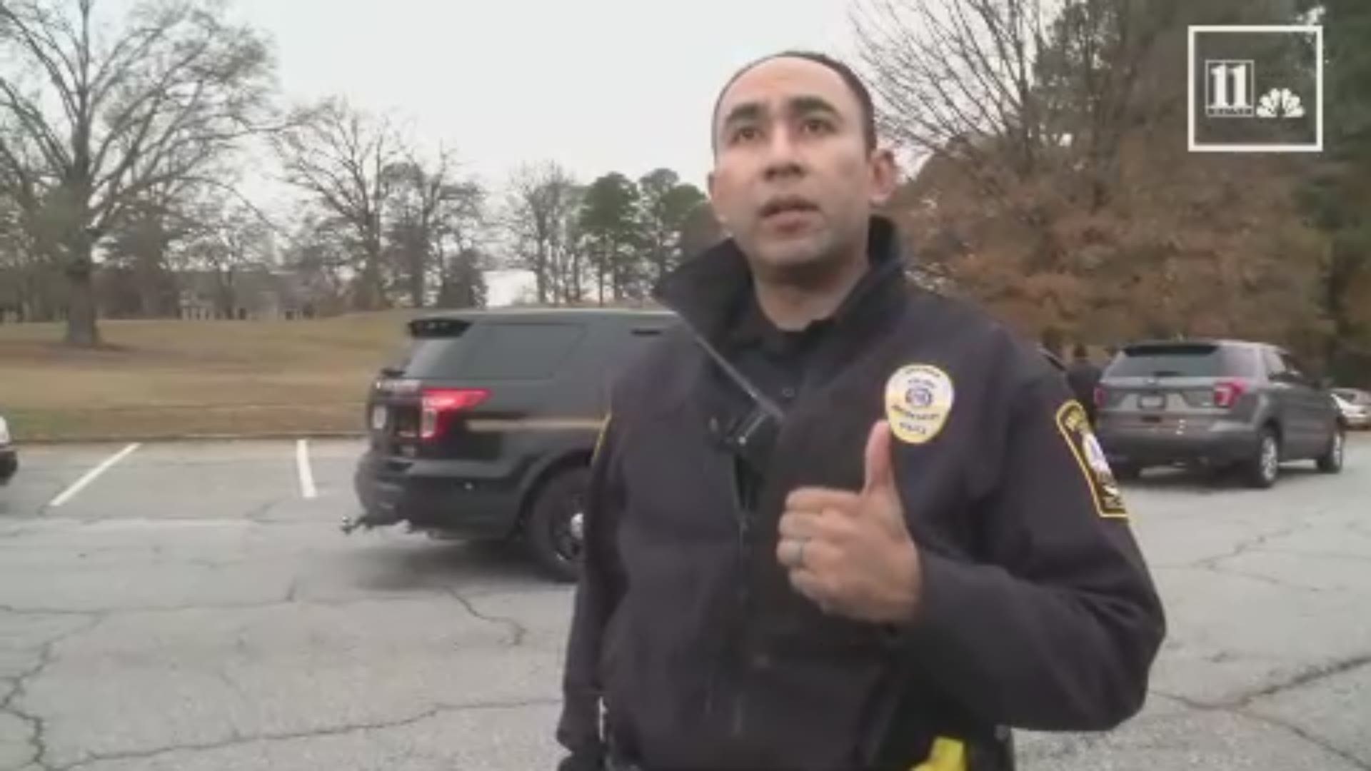 Brookhaven Police Department said the threat to Montgomery Elementary School was called in at around 7:20 a.m. Officer Carlos Nino said he and his partner arrived at the school for an event and learned about the threat. That's when the school went on a level two lockdown and the DeKalb County bomb squad was called.