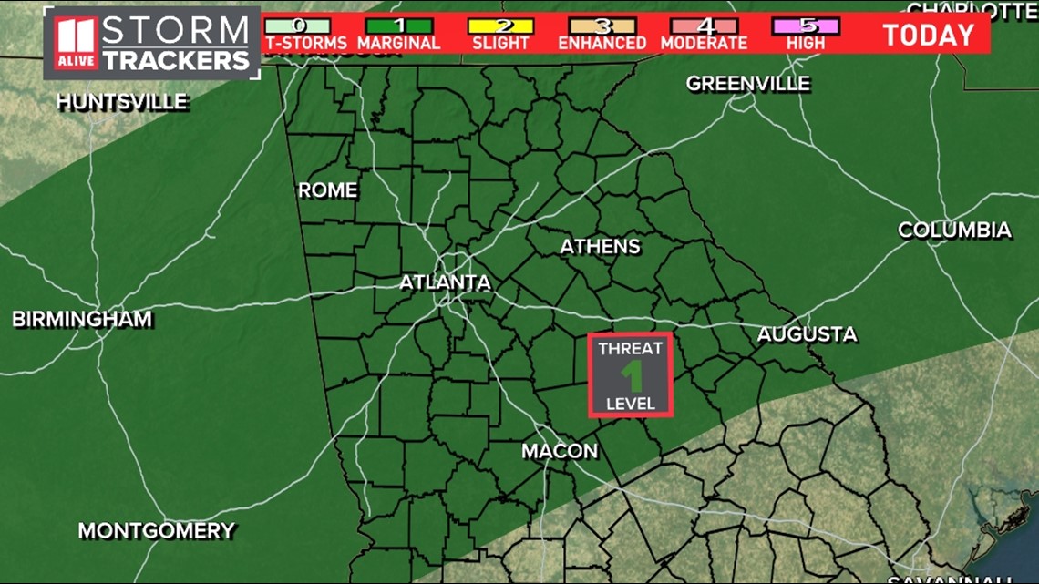 When will it rain Monday in metro Atlanta?
