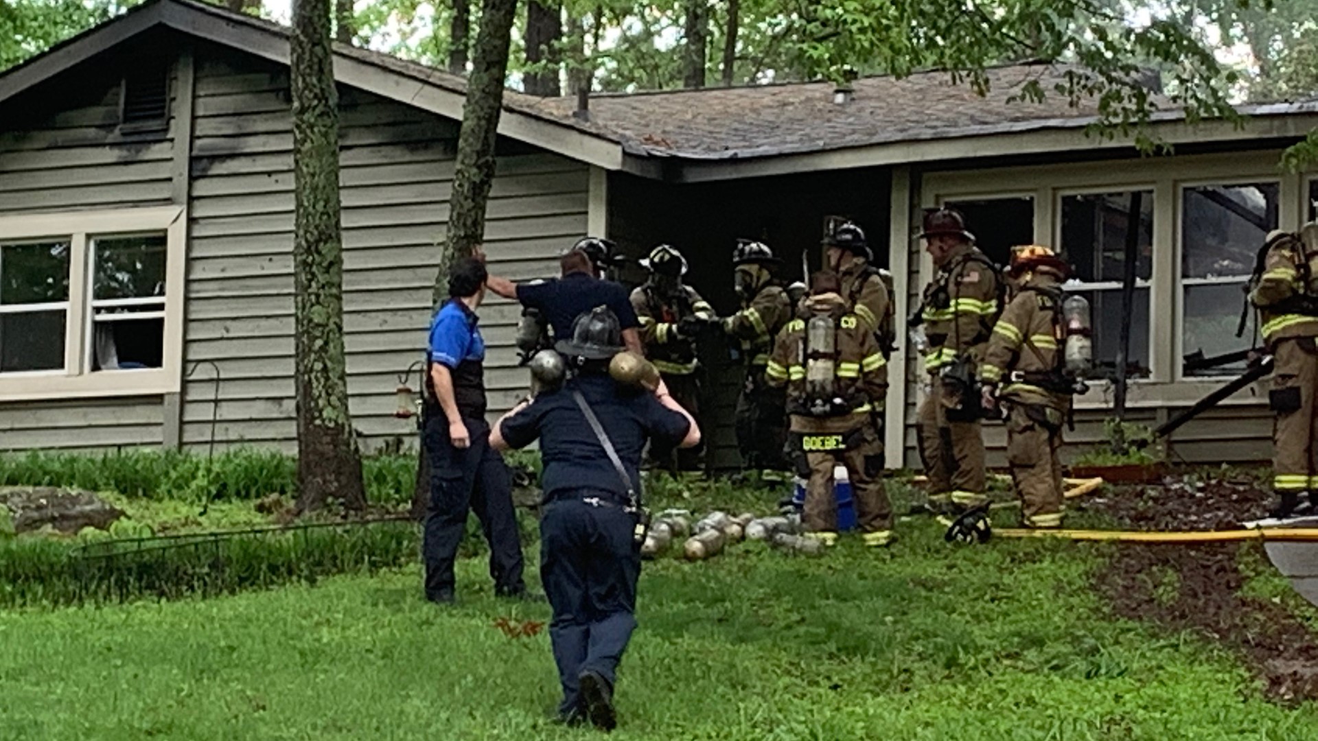 firefighters hurt, engine overturns in Forsyth County