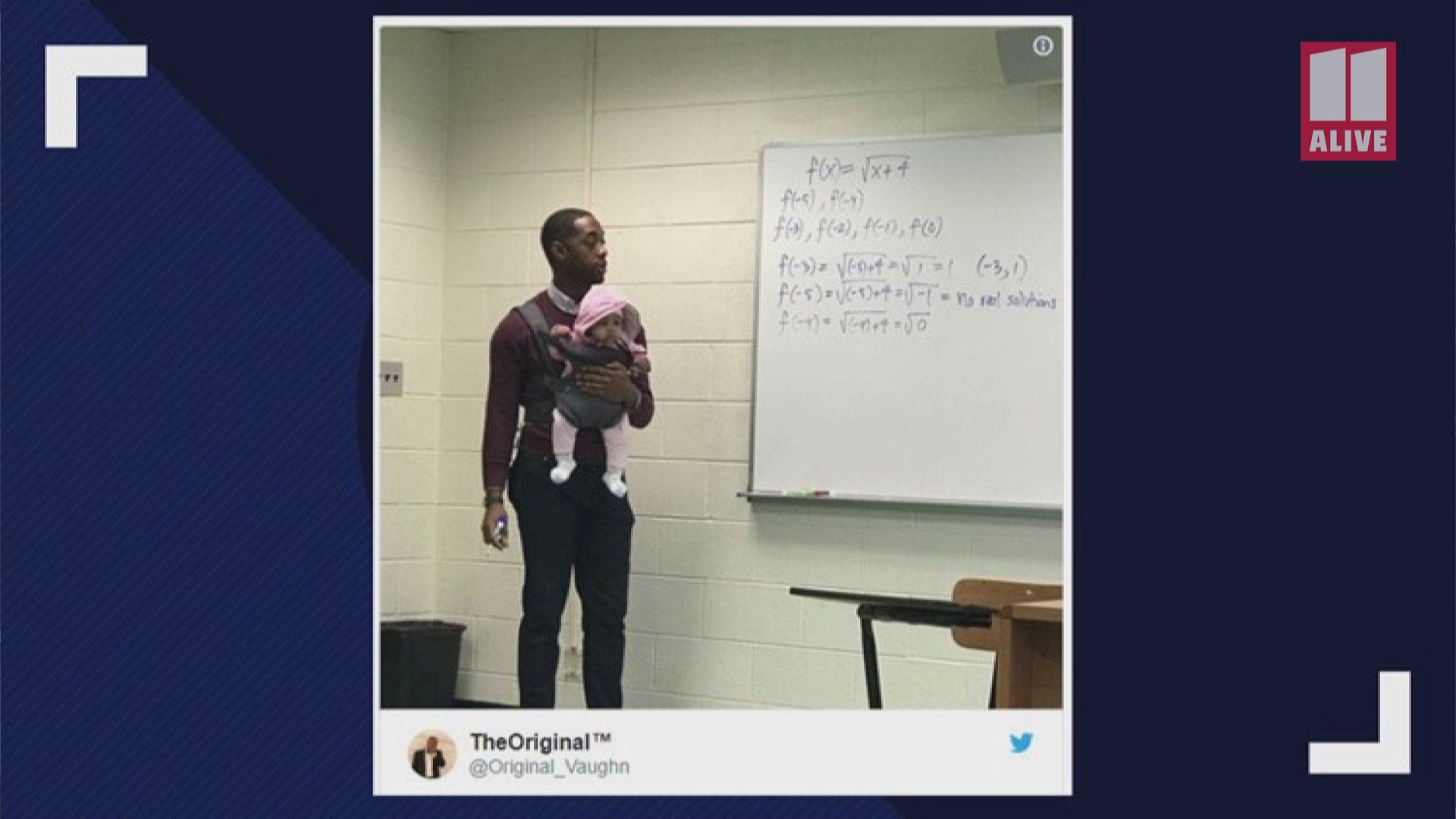 Morehouse College professor tells a young dad that he can bring in his 5-month old daughter if he needs to. Not only did he allow it, but he went a step further and held the infant so her dad could take notes during class.