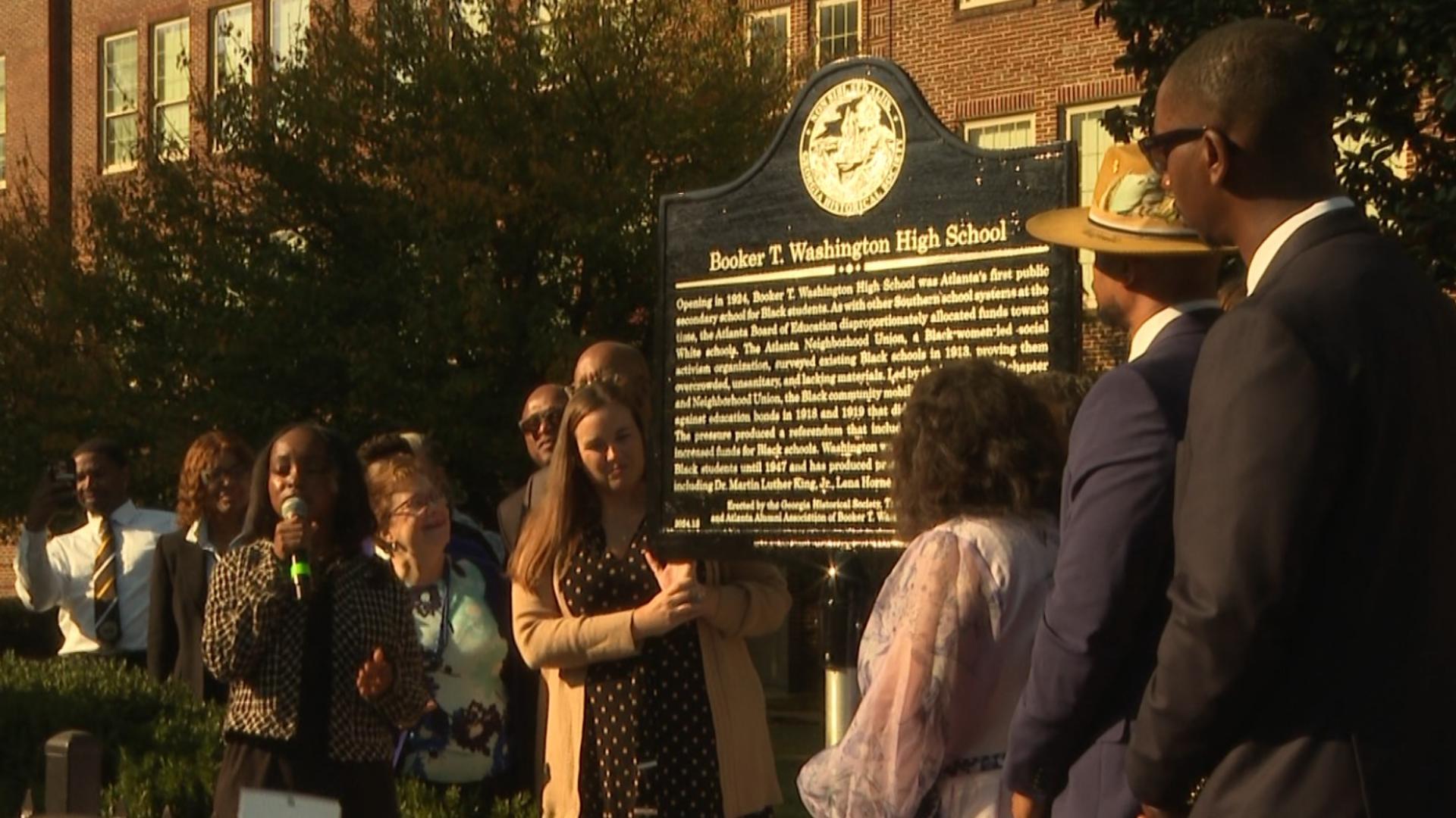 The Georgia Historical Society unveiled a historical marker at Booker T. Washington High School, Atlanta's first public high school for Black students.