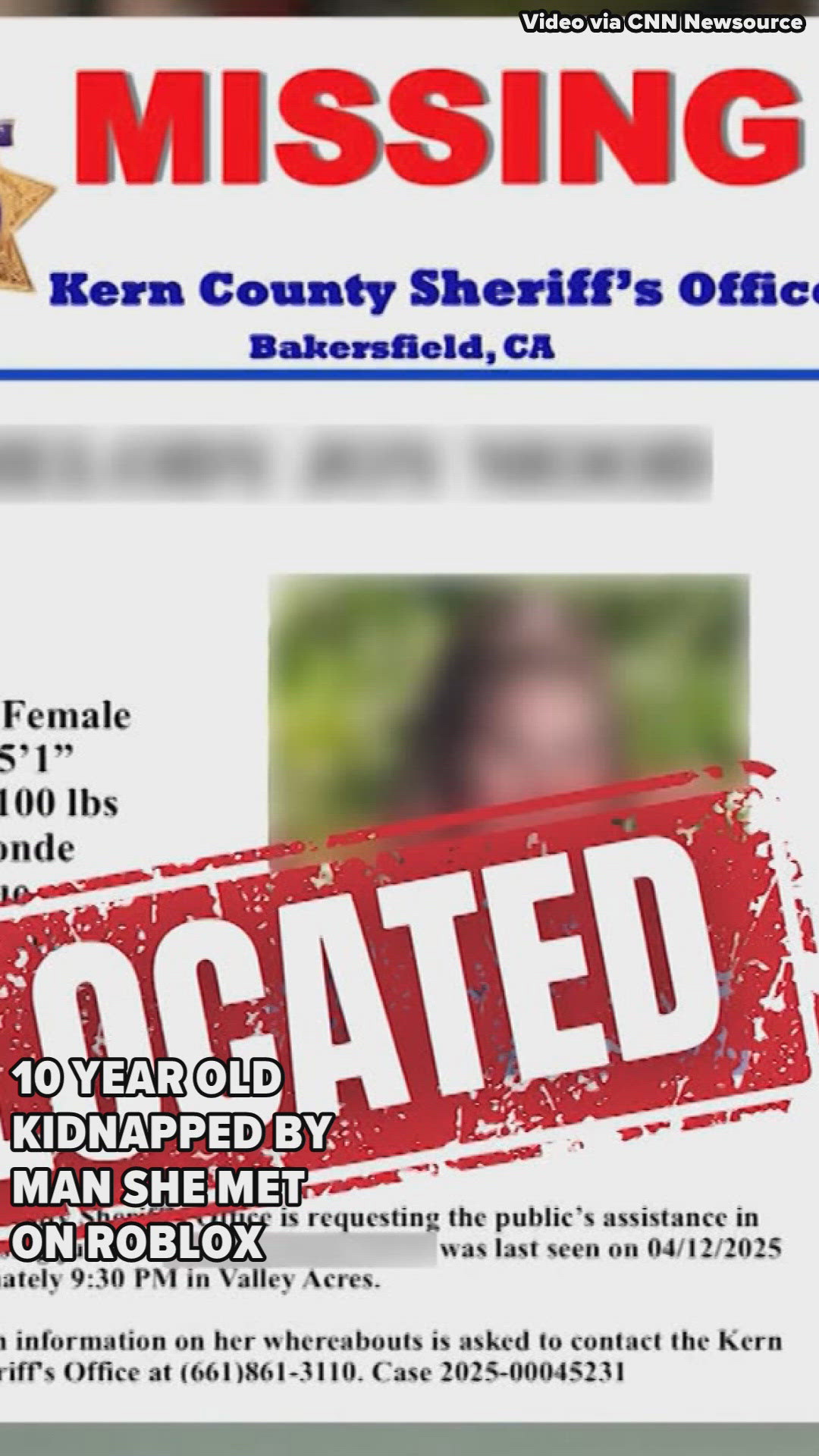 A 10 year-old girl is found safe after she was kidnapped by a man who played a popular video game with her online.