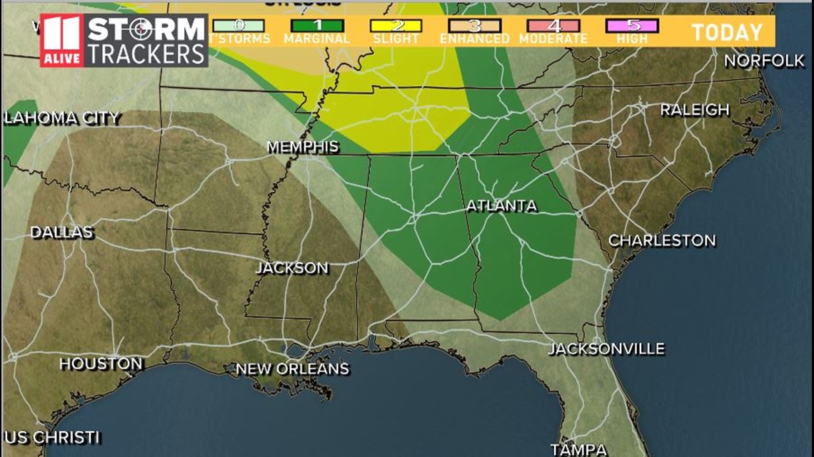 TIMELINE | Severe storms possible in Georgia overnight Friday | 11alive.com