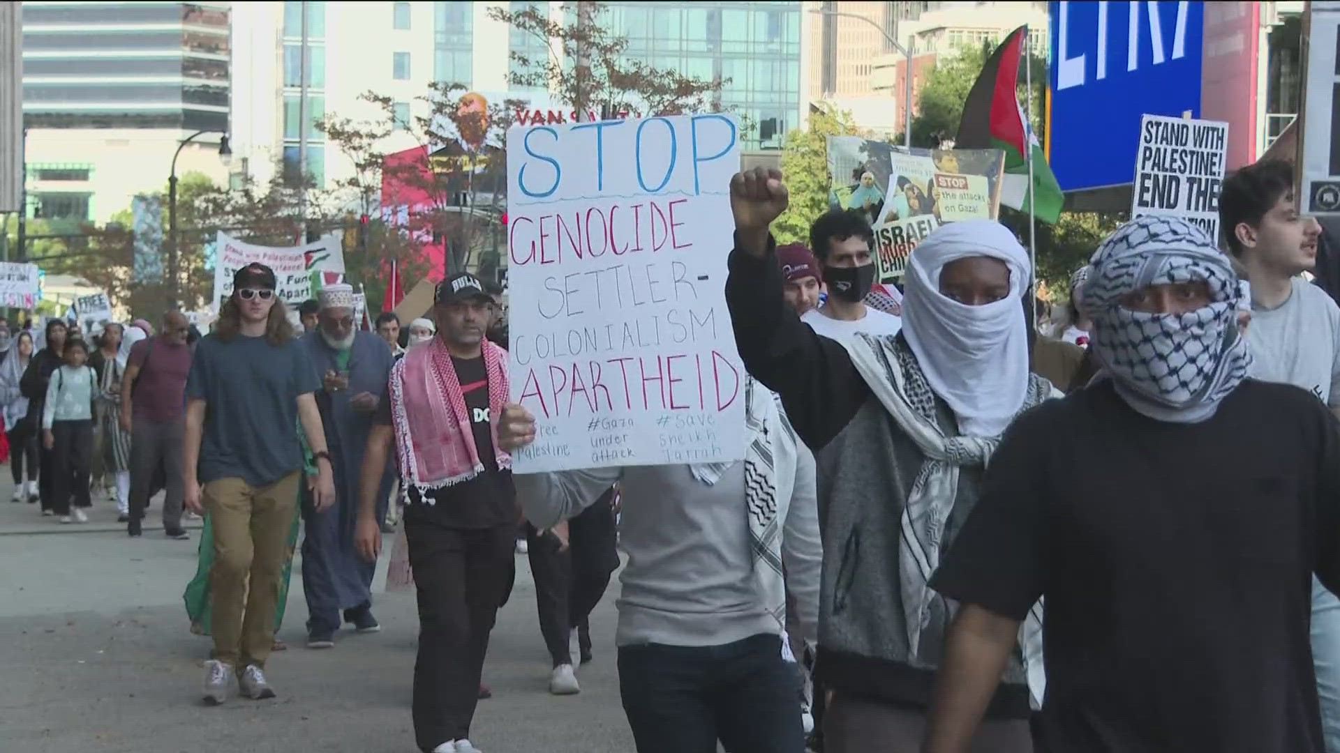 Hundreds rallied in Atlanta for Palestinian freedom.